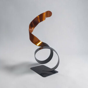 sculpture ruban acier peint orange et noir pièce unique contemporaine NaguraDesign