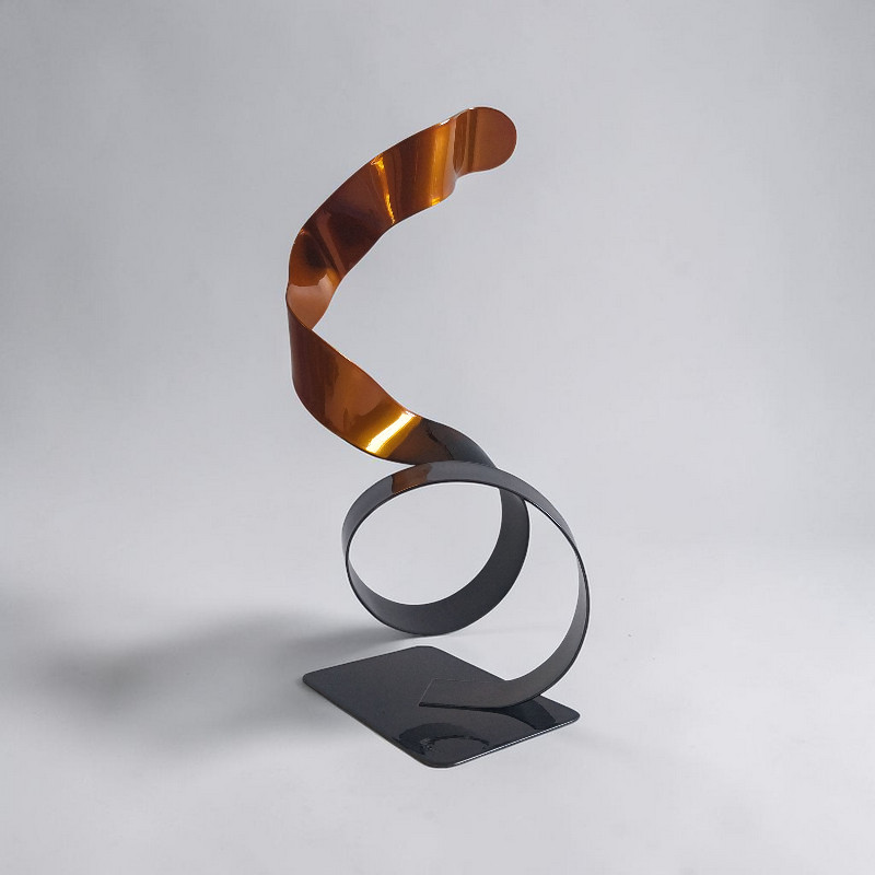 sculpture ruban acier peint orange et noir pièce unique contemporaine NaguraDesign