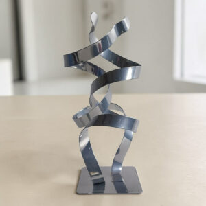 sculpture métal 2 cercles rubans chrome NaguraDesign pièce unique artisanale contemporaine ND-VIA-25-2CER-CHROME.