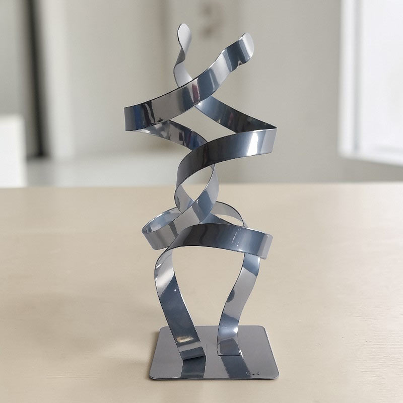 sculpture métal 2 cercles rubans chrome NaguraDesign pièce unique artisanale contemporaine ND-VIA-25-2CER-CHROME.