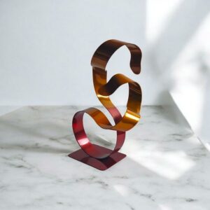 sculpture ruban acier peint rouge et orange pièce unique contemporaine NaguraDesign