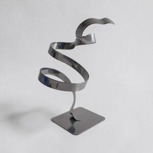 sculpture ruban acier peint chrome pièce unique artisanale contemporaine NaguraDesign