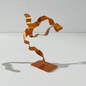 Sculpture ruban abstraite acier ondulation orange 28 cm ND-VIA-25-RUB-ORANGE NaguraDesign