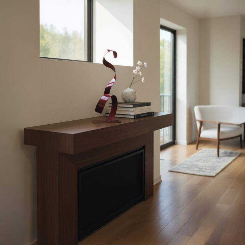 sculpture ruban acier peint rouge décoration intérieure contemporaine NaguraDesign