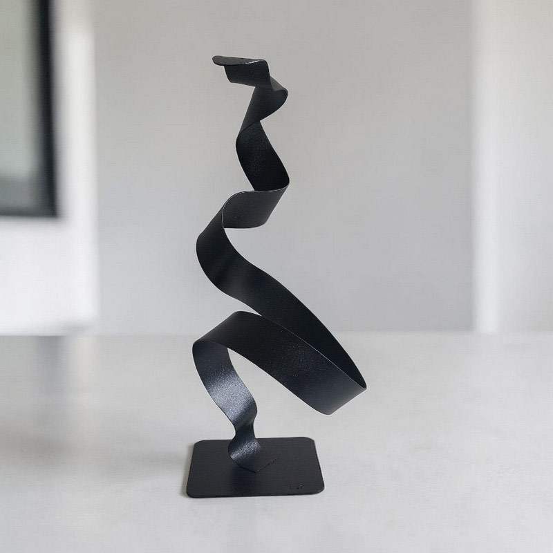 Sculpture ruban abstraite acier torsion noir 35 cm ND-VIA-35-CERB-35-CM-NOIRP naguraDesign