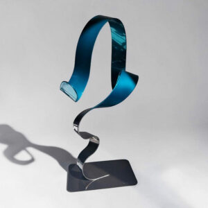 Sculpture ruban abstraite acier noir et turquoise 30 cm ND-VIA-30-NOIR-TURQUOISE NaguraDesign