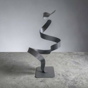 Sculpture ruban abstraite métal torsion gris 32 cm ND-VIA-25-CERM-32-CM-GRIS NaguraDesign