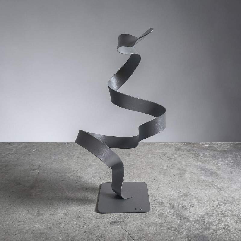 Sculpture ruban abstraite métal torsion gris 32 cm ND-VIA-25-CERM-32-CM-GRIS NaguraDesign