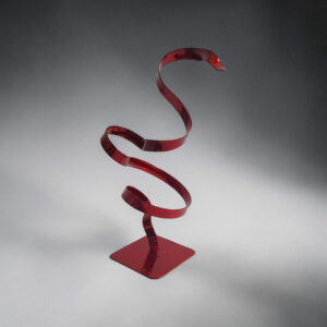 Sculpture ruban abstraite métal rouge torsadé 30 cm ND-VIA-15-CERB-30-CM-ROUGE NaguraDesign
