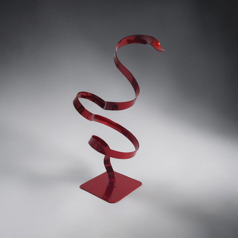 Sculpture ruban abstraite métal rouge torsadé 30 cm ND-VIA-15-CERB-30-CM-ROUGE NaguraDesign