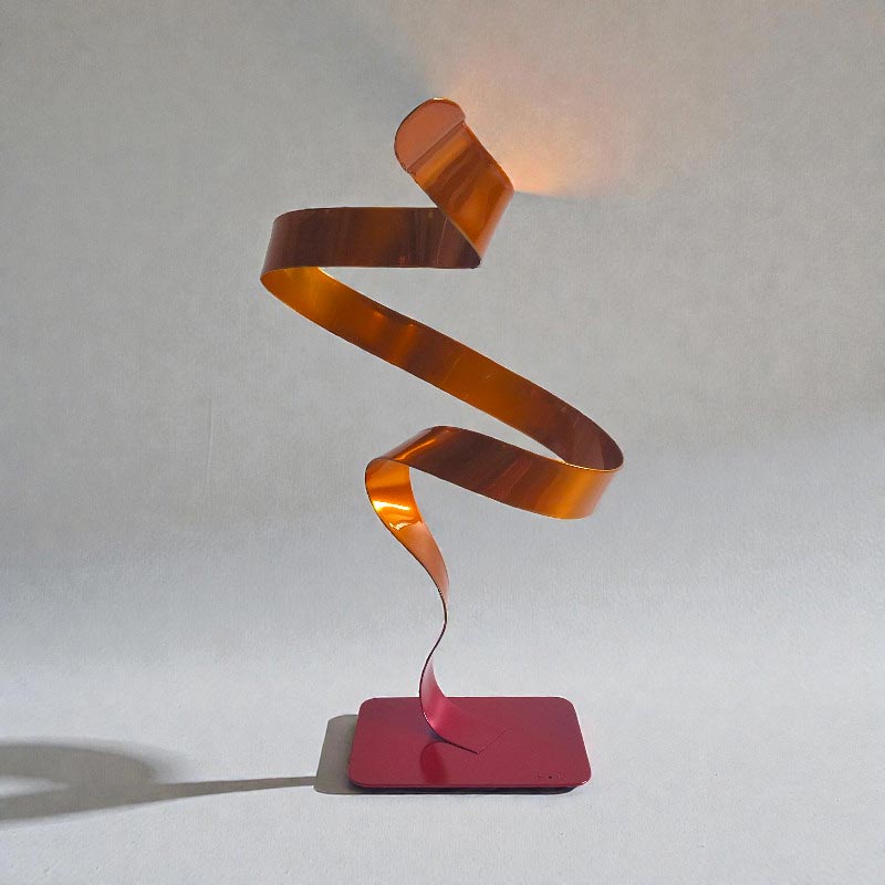 Sculpture ruban abstraite acier orange rouge 32 cm ND-VIA-35-CERM-ORANGE-ROUGE NaguraDesign