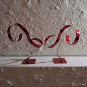 Paire de sculptures abstraites acier rouge 29 cm ND-2VIA-25-CERM-29CM-ROUGE Naguradesign