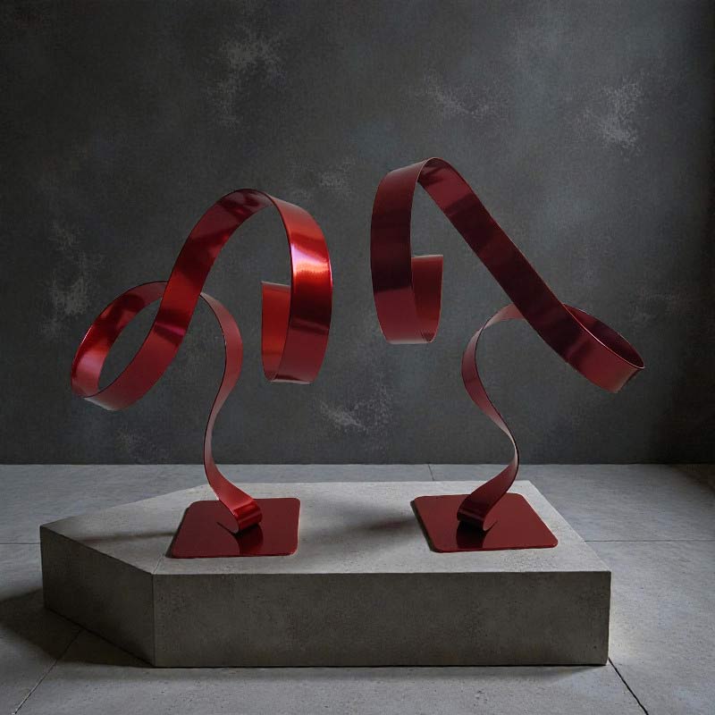 Paire de sculptures abstraites acier rouge 29 cm ND-2VIA-25-CERM-29CM-ROUGE dos
