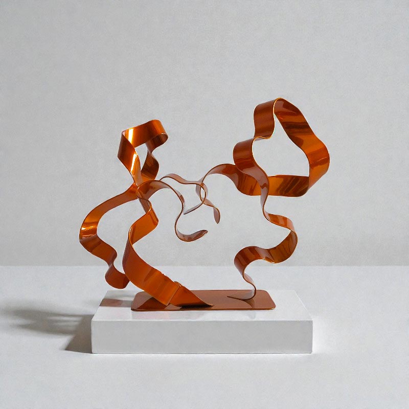 Sculpture abstraite acier 3 rubans orange 25 cm ND-VIA-25-3RUB-25CM-ORANGE dos
