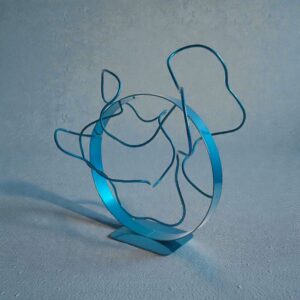 Sculpture ruban abstraite acier cercle et fil turquoise 28 cm ND-VIA-25-FIL-ROND-28-CM-TURQUOISE Naguradesign