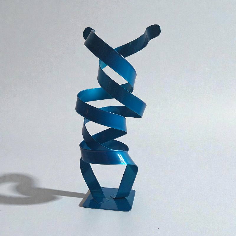 Sculpture ruban abstraite acier double spirale turquoise 35 cm ND-VIA-25-2SPI-35-CM-TURQUOISE dos
