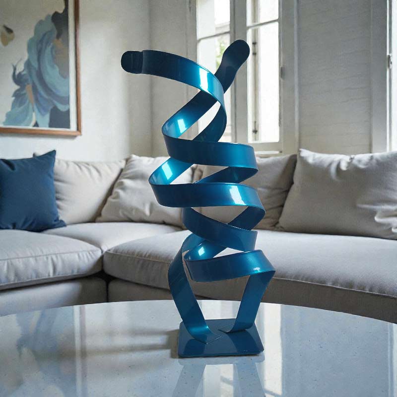 Sculpture ruban abstraite acier double spirale turquoise 35 cm ND-VIA-25-2SPI-35-CM-TURQUOISE situation
