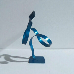 Sculpture ruban abstraite acier spirale turquoise 27 cm ND-VIA-20-CERM-27-CM-TURQUOISE Naguradesign