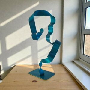 Sculpture ruban abstraite acier turquoise 33 cm ND-VIA25-RUB-33CM-TURQUOISE Naguradesign