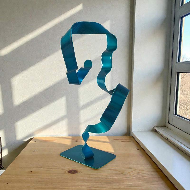 Sculpture ruban abstraite acier turquoise 33 cm ND-VIA25-RUB-33CM-TURQUOISE Naguradesign
