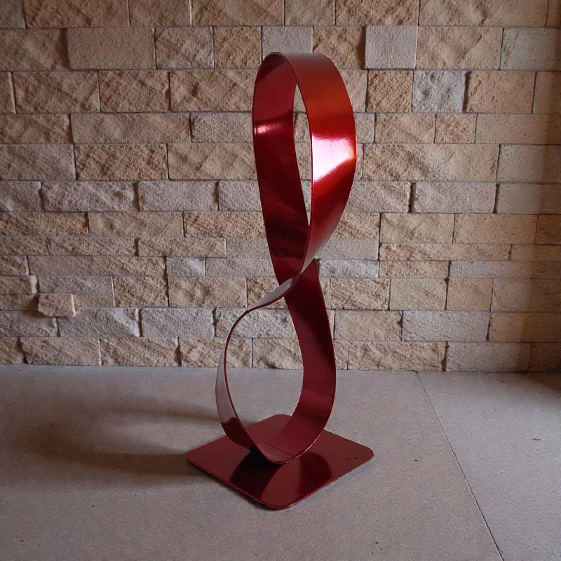 Sculpture ruban Möbius abstraite acier rouge 26 cm ND-VIA30-MOBIUS-ROUGE Naguradesign