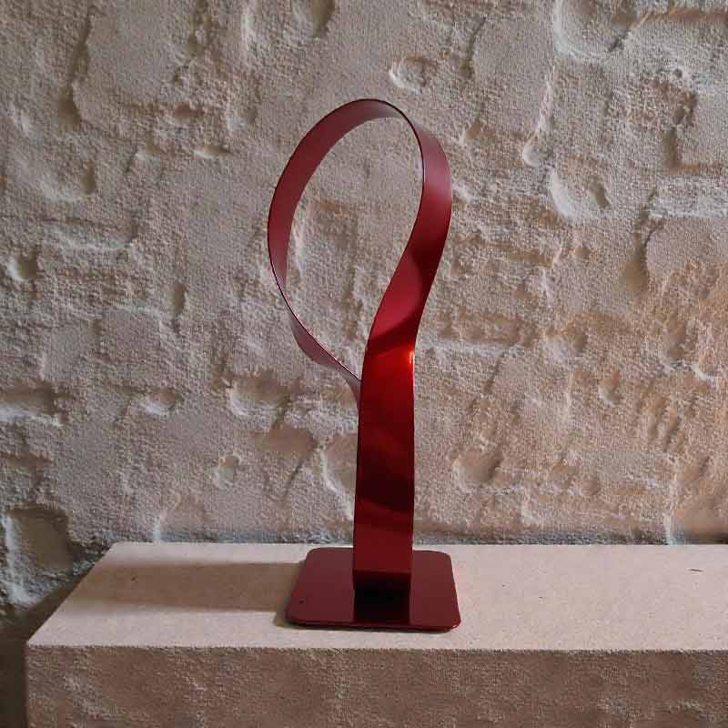 Sculpture ruban Möbius abstraite acier rouge 26 cm ND-VIA30-MOBIUS-ROUGE décor