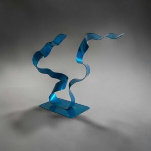 Sculpture abstraite turquoise 24 cm double ruban ND-VIA30-2RUB-24CM-TURQUOISE angle