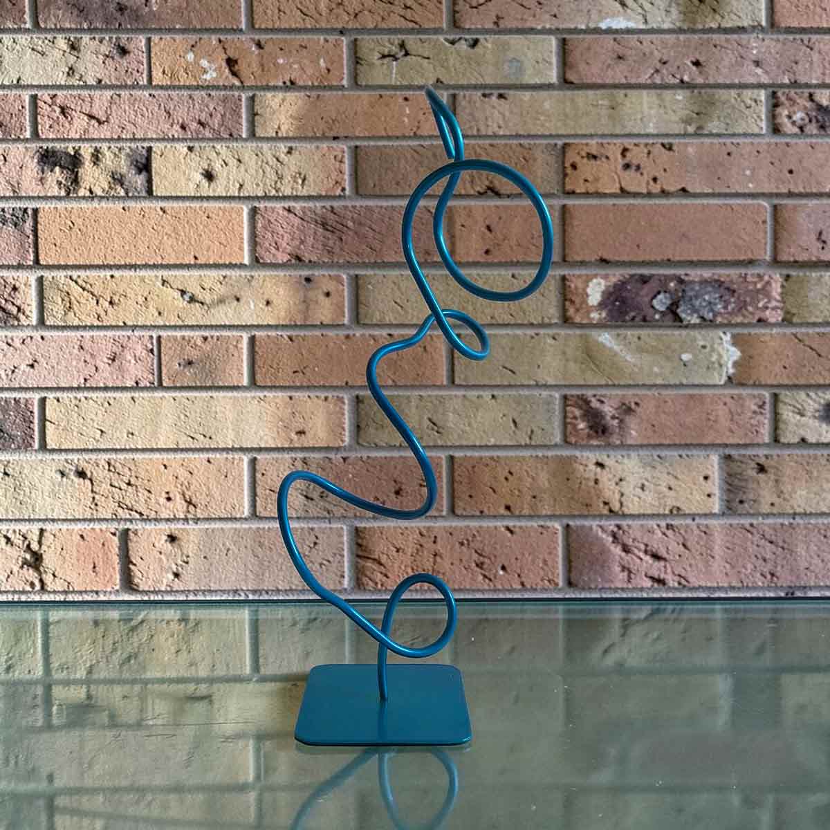 Sculpture abstraite Bergen turquoise 48 cm ND-VIA-BERGEN-48CM-TURQUOISE profil