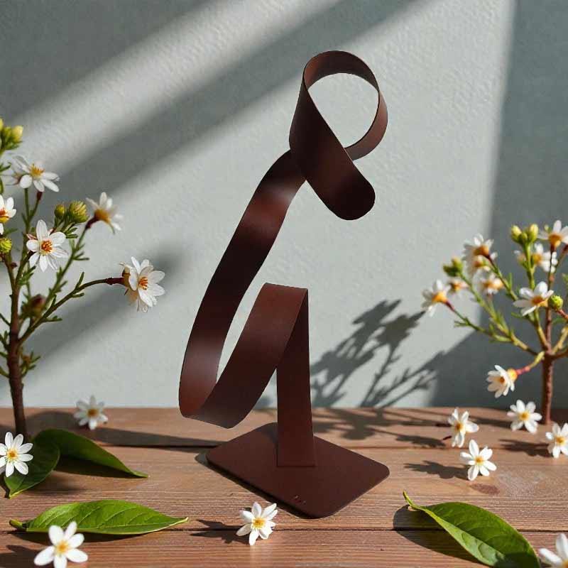 Sculpture abstraite rouille 32 cm cercle bas ND-VIA30-CERB-32CM-RUST angle