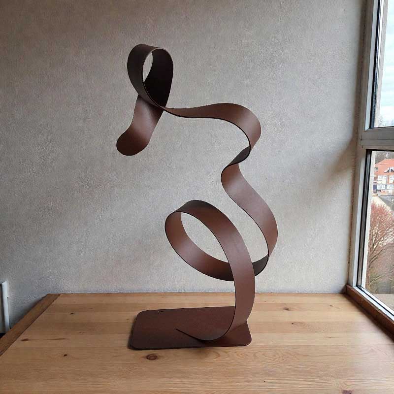 Sculpture abstraite rouille 32 cm cercle bas ND-VIA30-CERB-32CM-RUST face