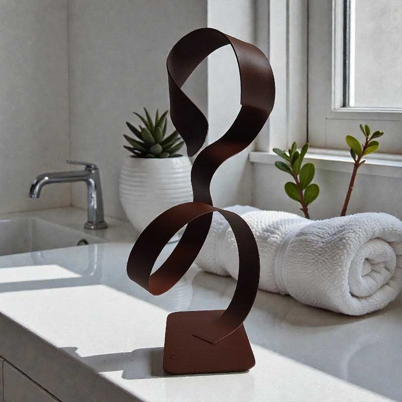 Sculpture abstraite rouille 32 cm cercle bas ND-VIA30-CERB-32CM-RUST situation