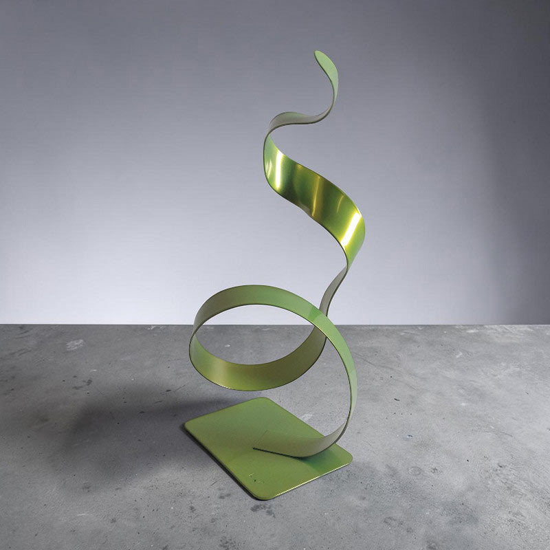 Sculpture abstraite vert anis 30 cm cercle bas ND-VIA-30-CERB-ANIS angle