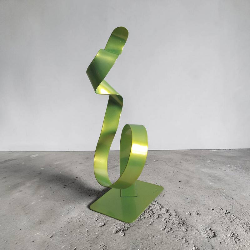 Sculpture abstraite vert anis 30 cm cercle bas ND-VIA-30-CERB-ANIS dos