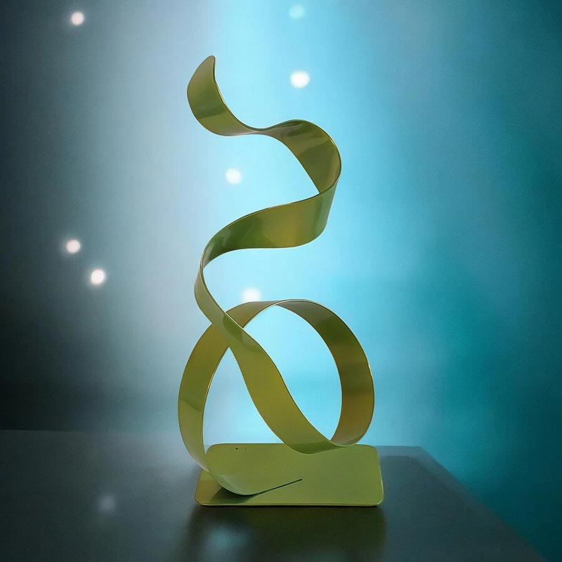 Sculpture abstraite vert anis 30 cm cercle bas ND-VIA-30-CERB-ANIS face