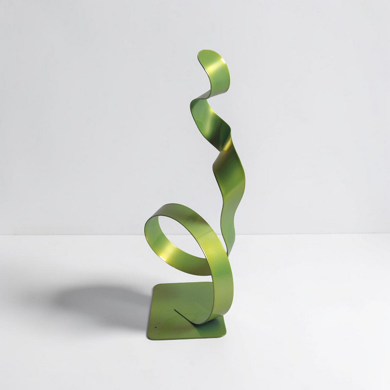 Sculpture abstraite vert anis 30 cm cercle bas ND-VIA-30-CERB-ANIS profil