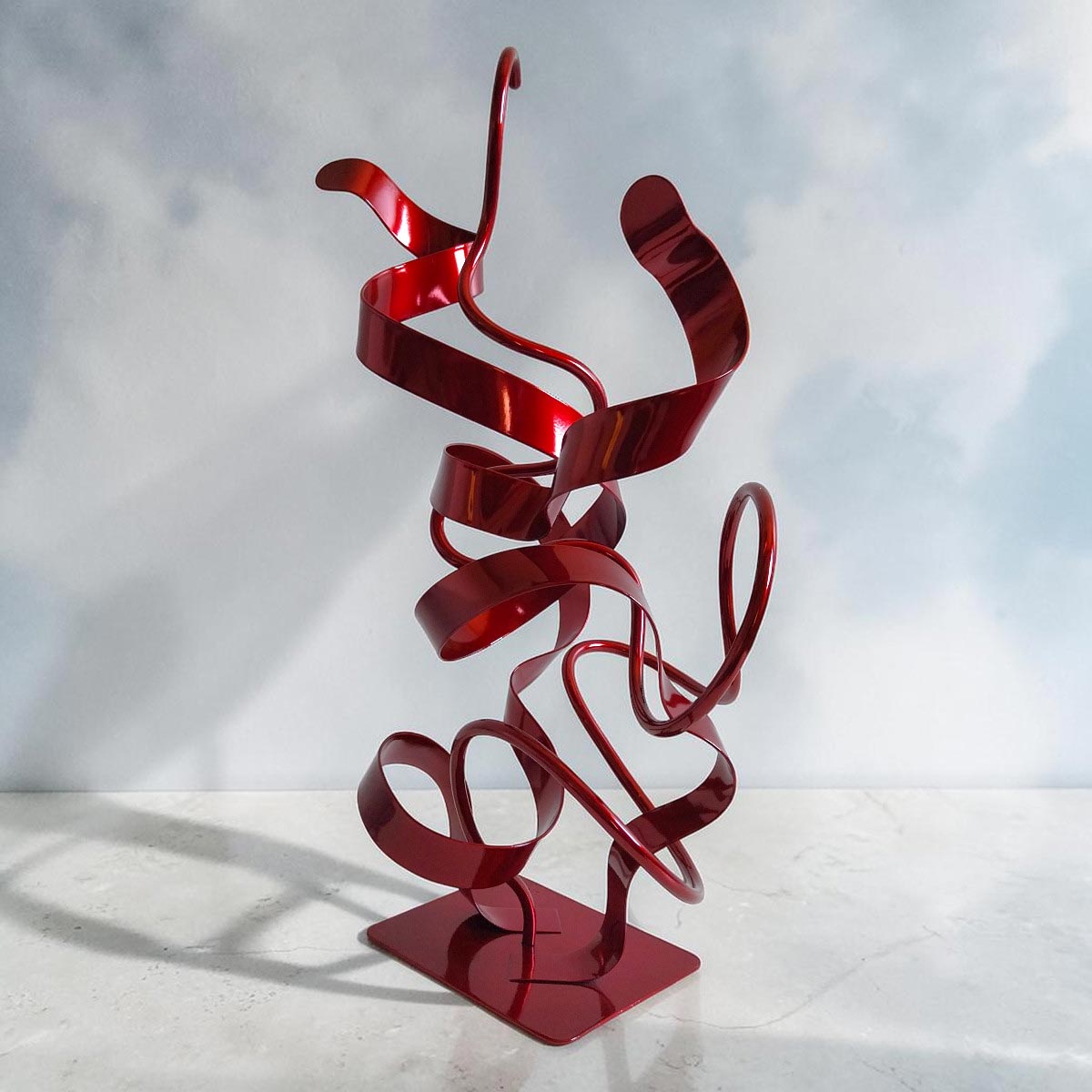 Sculpture Oslo abstraite acier rouge 45 cm ND-VIA-25-OSLO-45CM-ROUGE Naguradesign