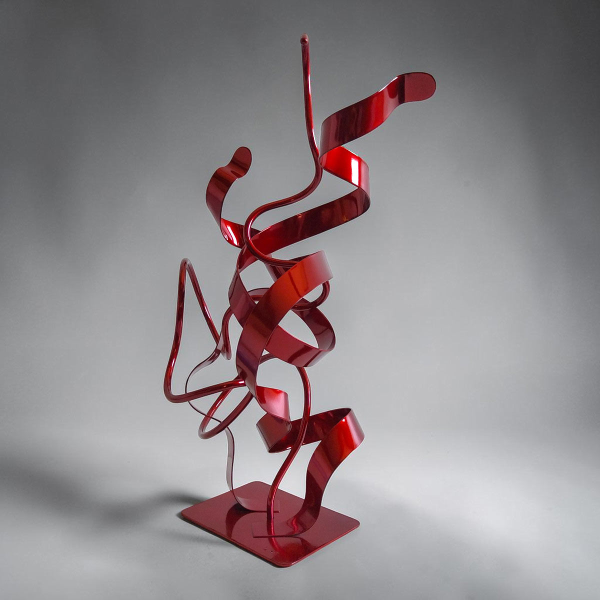 Sculpture Oslo abstraite acier rouge 45 cm ND-VIA-25-OSLO-45CM-ROUGE angle