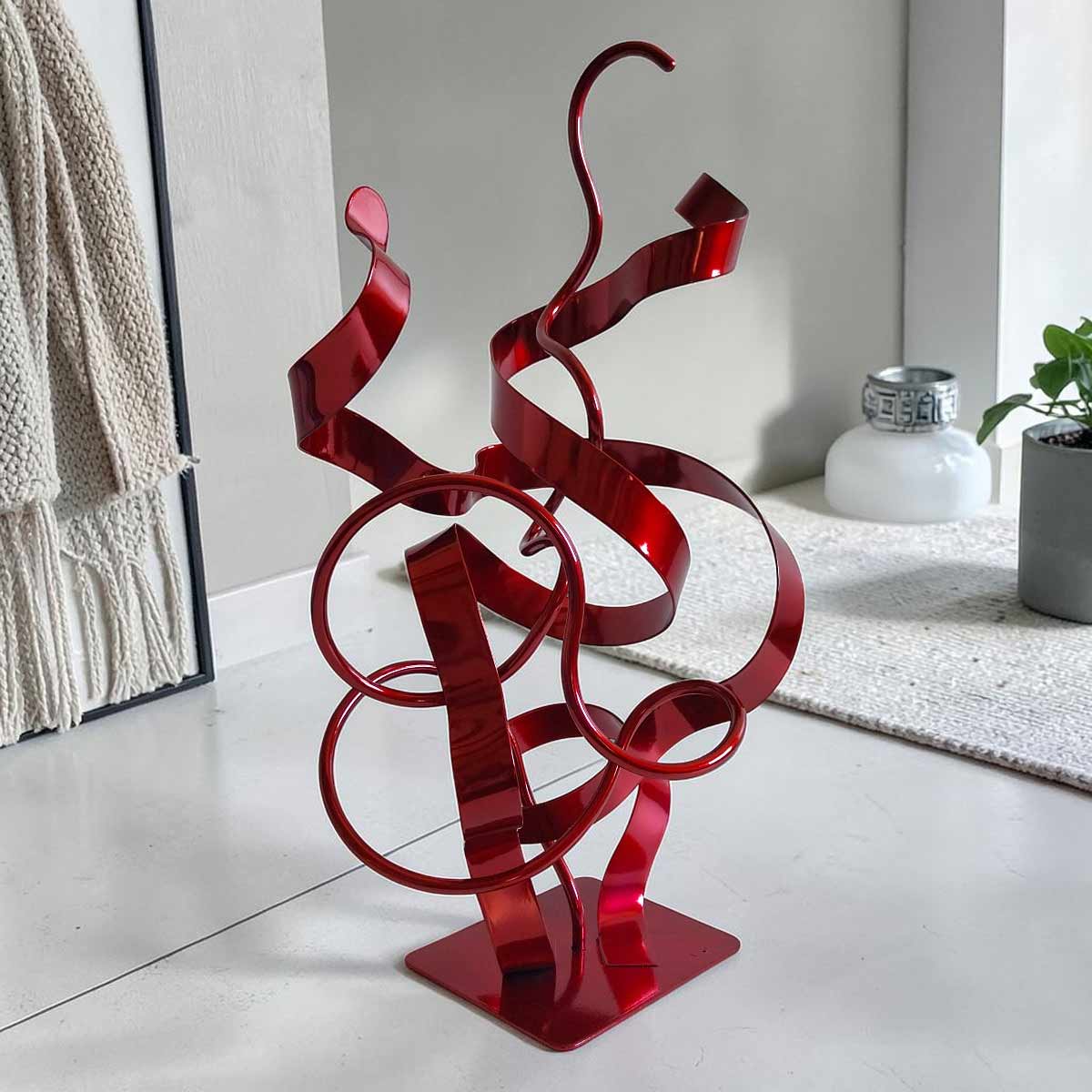 Sculpture Oslo abstraite acier rouge 45 cm ND-VIA-25-OSLO-45CM-ROUGE décor