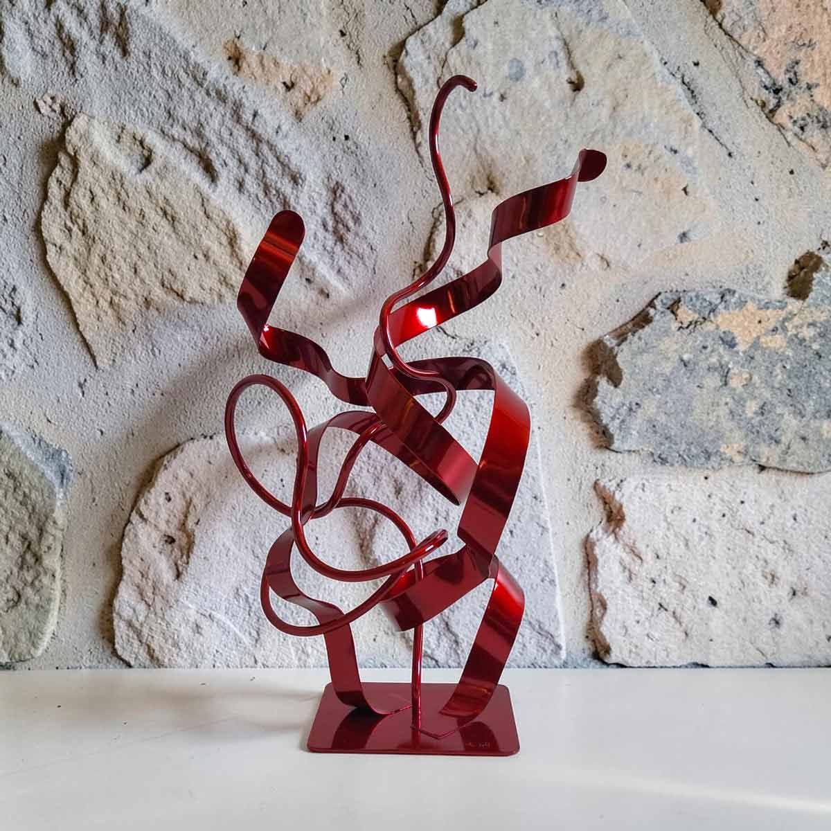 Sculpture Oslo abstraite acier rouge 45 cm ND-VIA-25-OSLO-45CM-ROUGE face