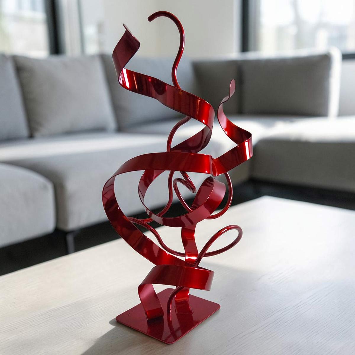 Sculpture Oslo abstraite acier rouge 45 cm ND-VIA-25-OSLO-45CM-ROUGE situation