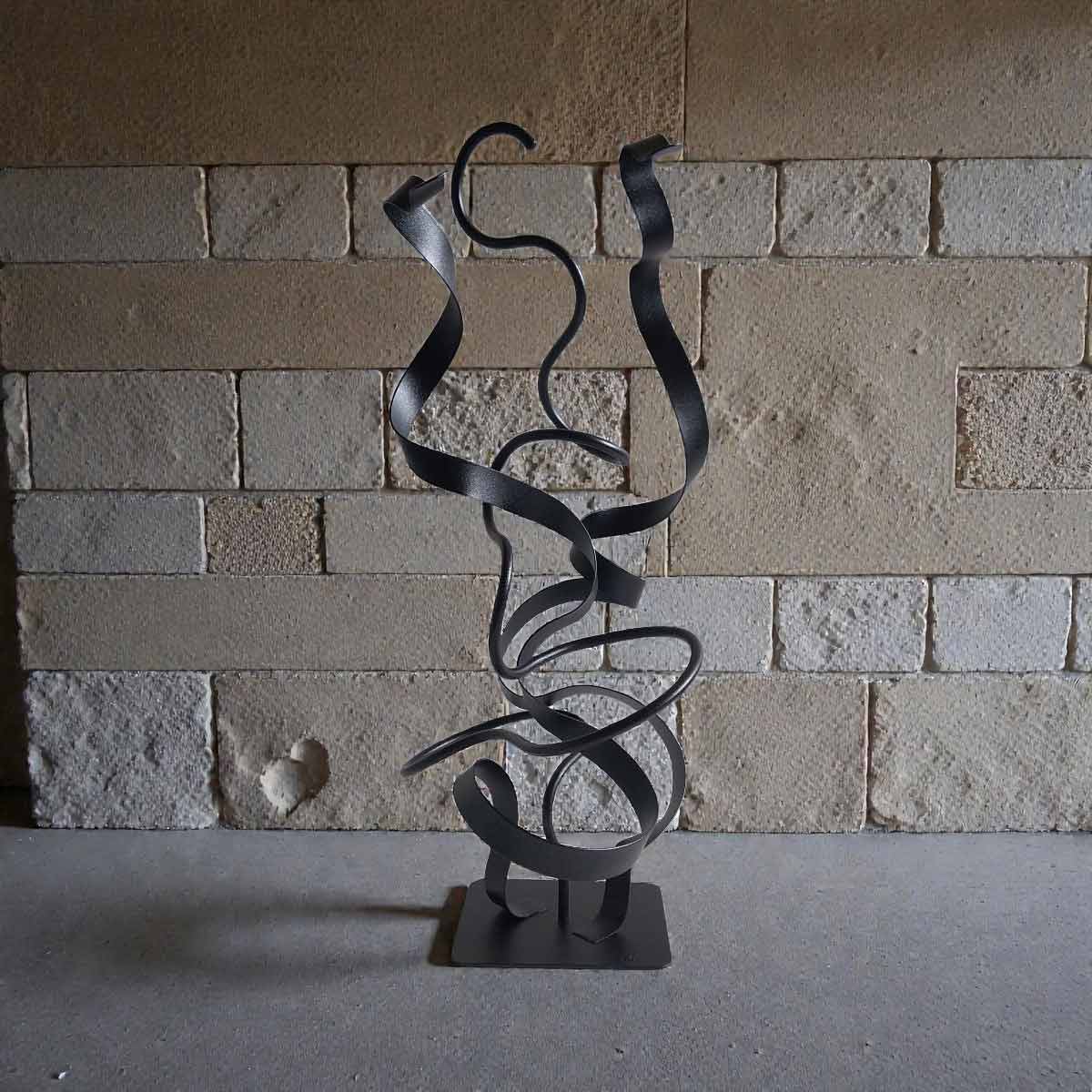 Sculpture abstraite Oslo noir pailleté 48 cm ND-VIA-20-OSLO-48CM-NOIRP face