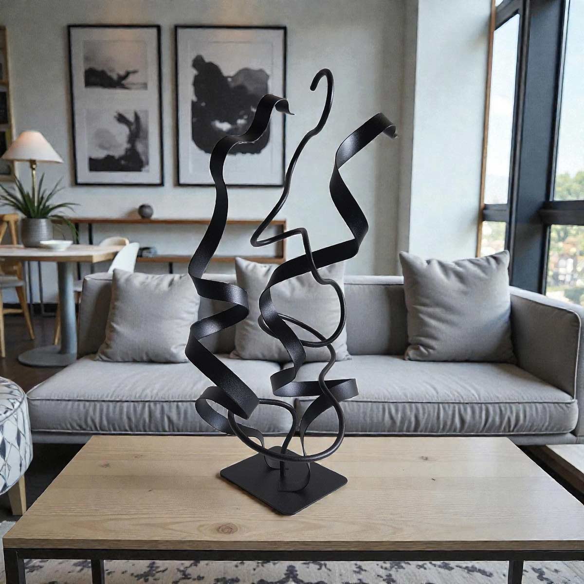 Sculpture abstraite Oslo noir pailleté 48 cm ND-VIA-20-OSLO-48CM-NOIRP situation