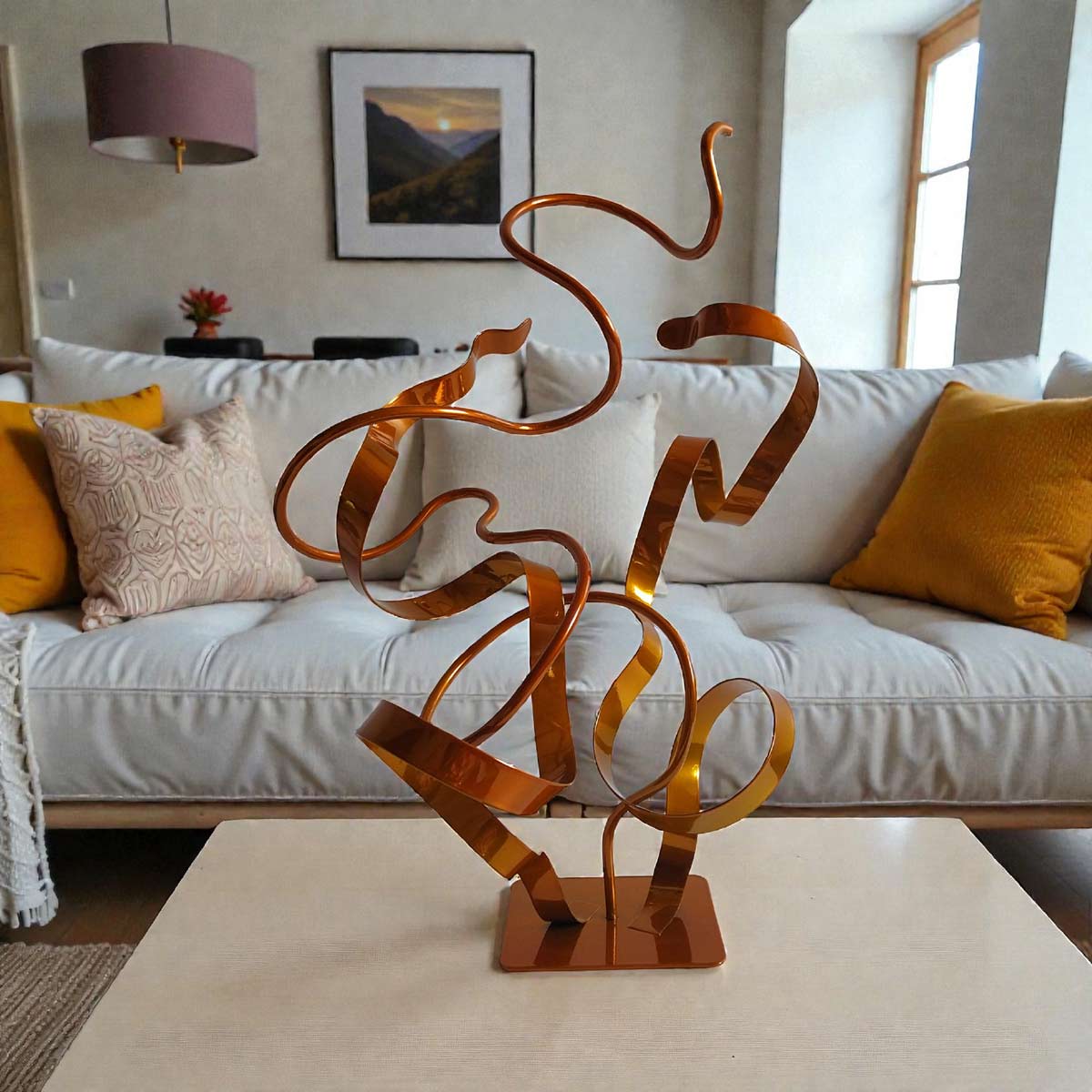 Sculpture abstraite Oslo orange 46 cm ND-VIA-20-OSLO-46CM-ORANGE situation