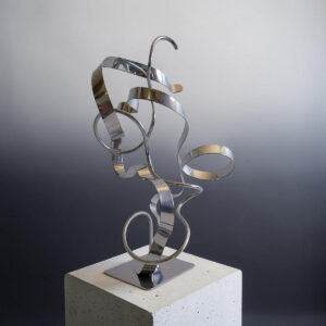 Sculpture Oslo abstraite acier chrome 42 cm – ND-VIA20-OSLO-42CM-CHROME Naguradesign